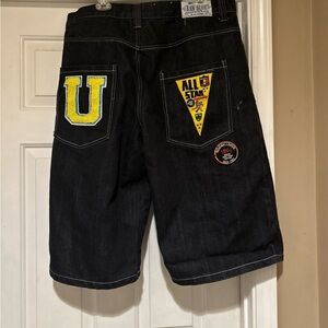 Y2K Raw Blue Black Denim Embroidered Jorts(Jnco/Southpole Style) Men’s Size 40
